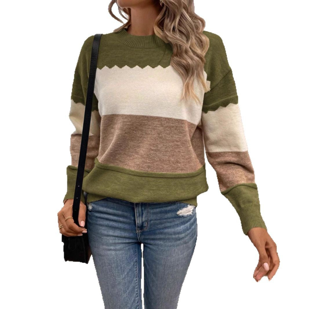 Damen gemütlicher Pullover mit modernem Blockstreifen-Design Stalluxe