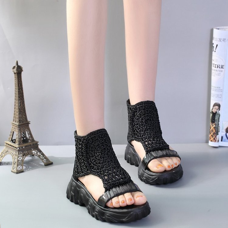 Damen modische Strandsandalen mit innovativem Keilrahmen und luftiger Strickoberfläche Stalluxe