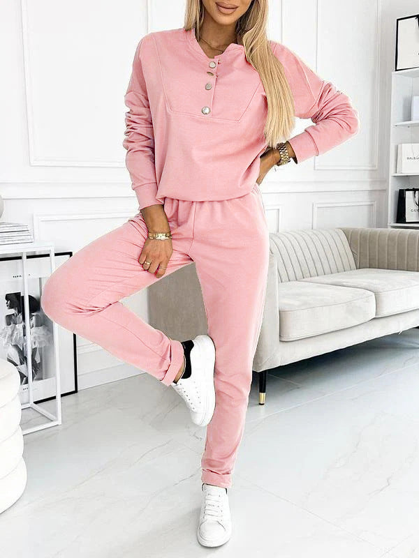 Women's Cozy Button-Up Loungewear Set Stalluxe