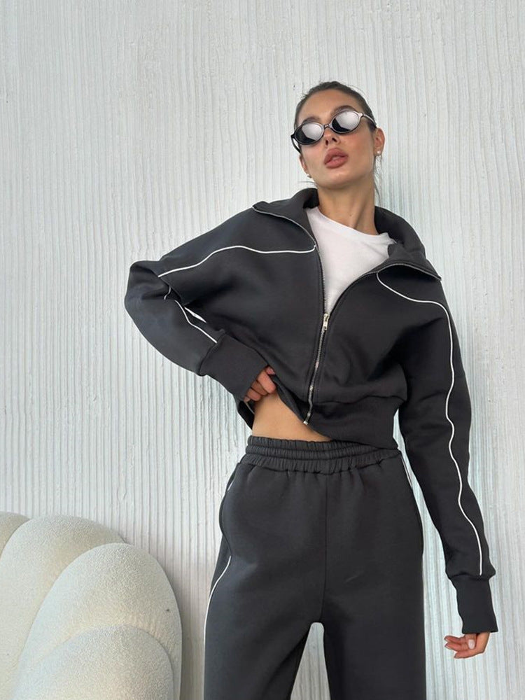 Damen sportliches Freizeitanzug-Set mit stylischem Schnitt und Kontrastnähten Stalluxe