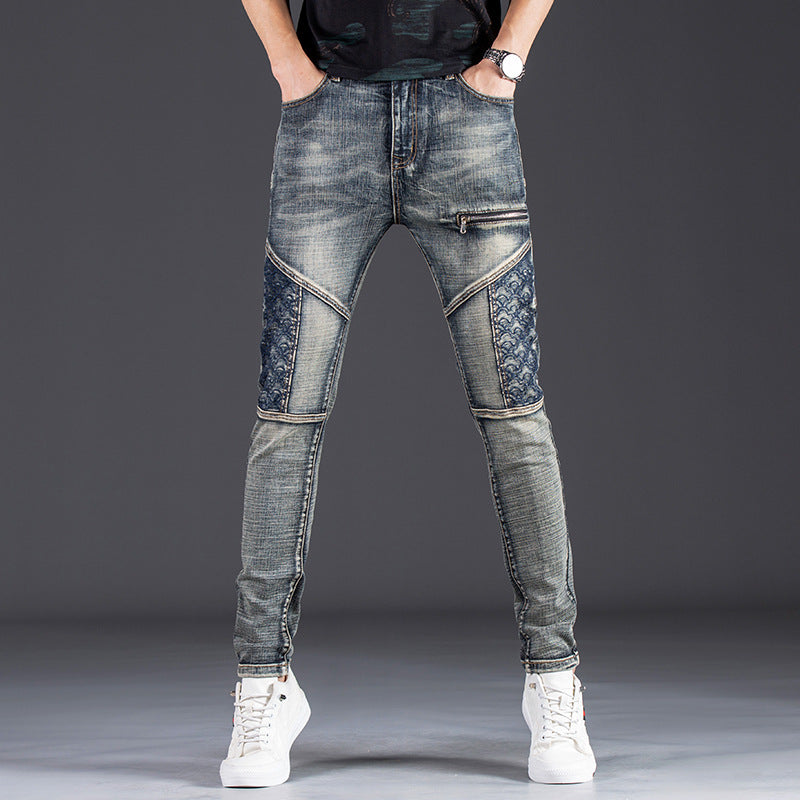 Herren modische Slim Fit Jeans mit kreativen Designelementen und einzigartigen Nähten Stalluxe