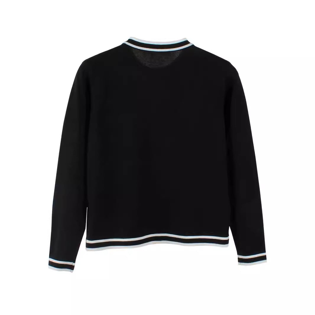 Damen eleganter und bequemer Strickjacke mit Kontraststreifen Stalluxe