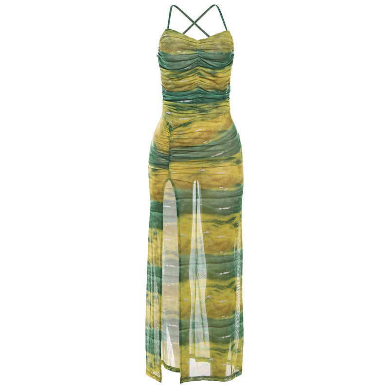 Damen Maxikleid mit transparentem Effekt und schulterfreiem Design Stalluxe