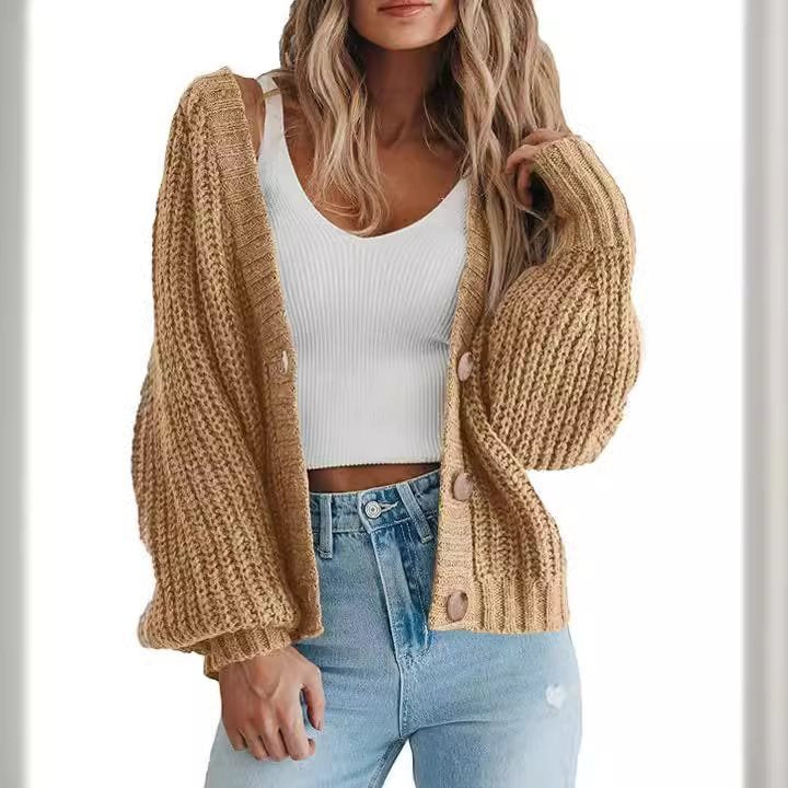 Damen Grobstrick-Cardigan mit Knopfdetails und weitem Schnitt Stalluxe
