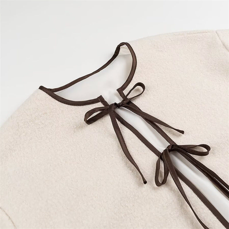 Damen modische Übergangsjacke mit dekorativem Bindeband und seitlichen Eingrifftaschen Stalluxe