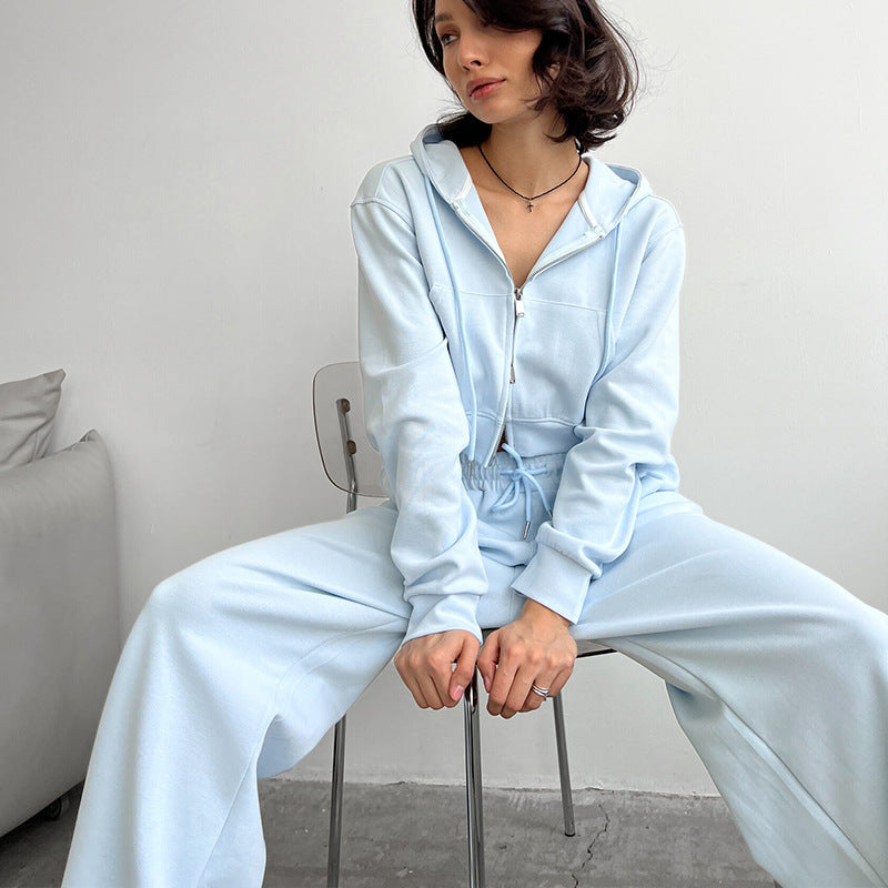 Damen lässiger Cropped Hoodie und entspannte Sweatpants Set Stalluxe