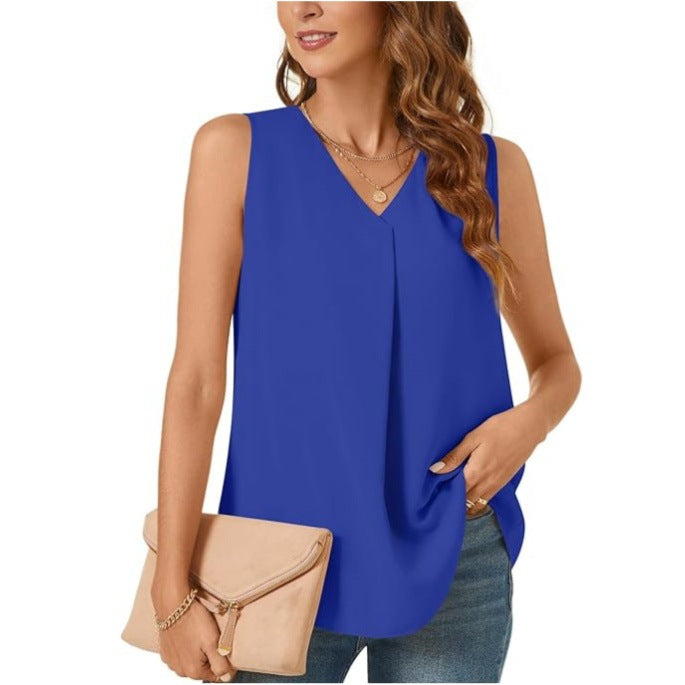 Damen elegante Bluse mit V-Ausschnitt und fließendem Schnitt Stalluxe