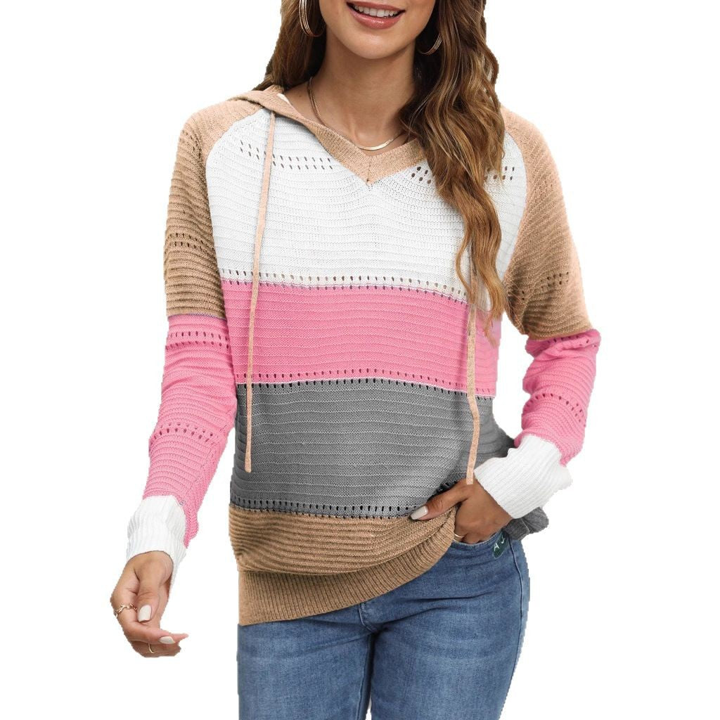Damen Layered Kapuzenpullover mit atmungsaktiver Struktur und modischem Farbblockdesign Stalluxe