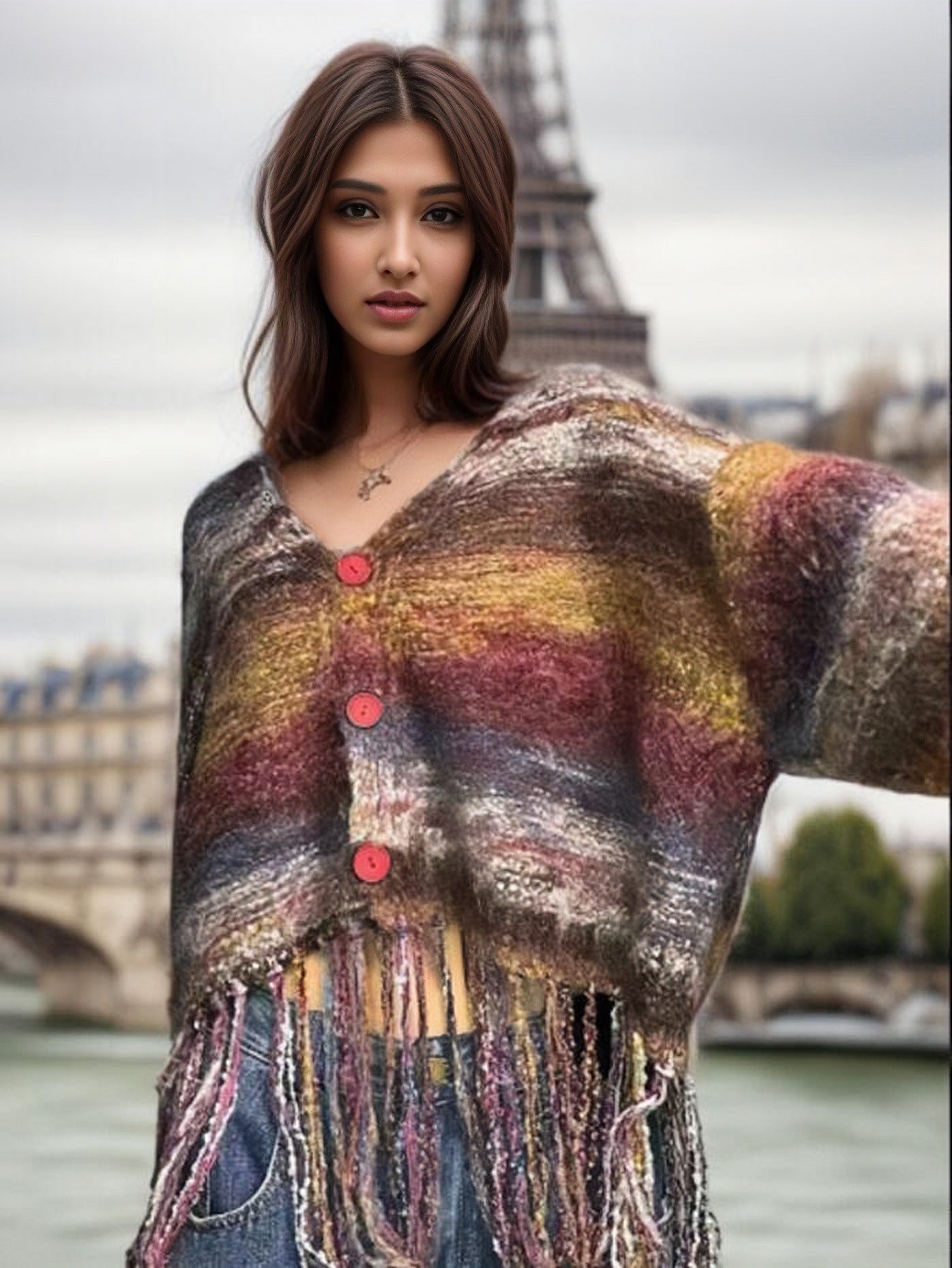 Damen Kurzer Strickjacke mit auffälligem Fransen-Design Stalluxe