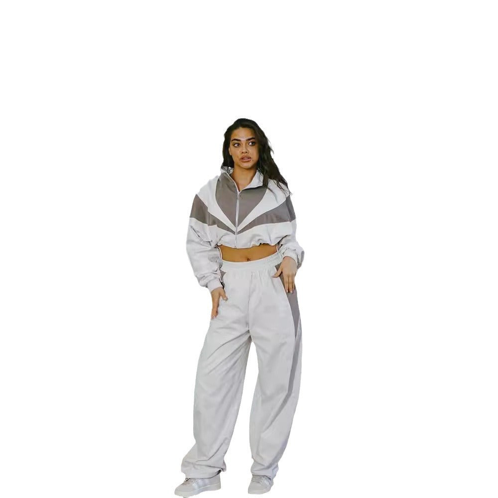 Damen sportliches Jacken- und Hosen-Set mit Kontrastelementen und komfortablem Schnitt Stalluxe