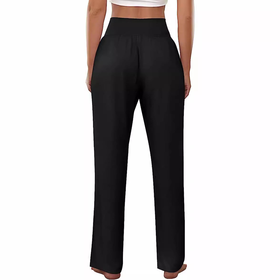 Damen Bequeme Freizeithose mit hohem Bund und seitlichen Taschen Stalluxe