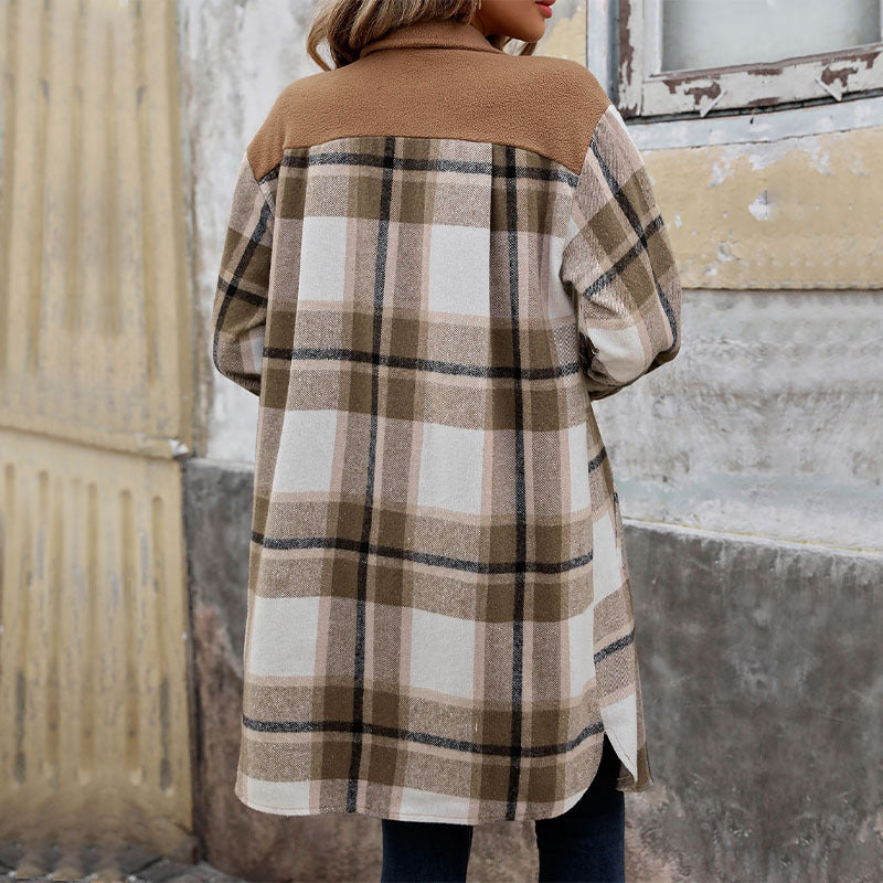 Damen karierte Flanelljacke mit aufgesetzten Taschen und Knopfverschluss Stalluxe