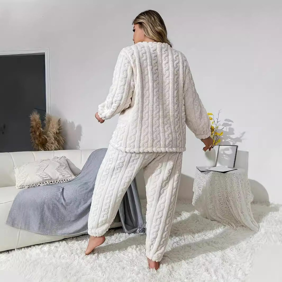 Damen Strick-Loungewear Set mit kabelmuster und elastischem Bund Stalluxe