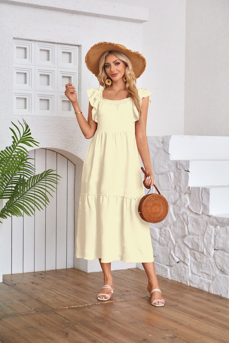 Damen Maxikleid mit Rüschendetails Stalluxe