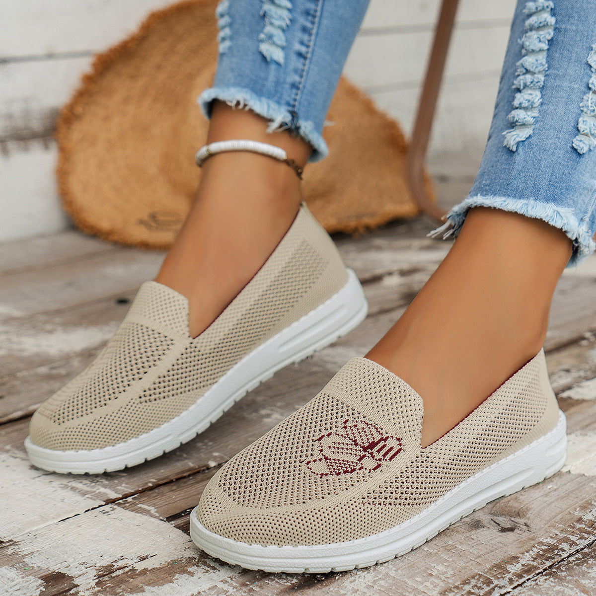 Damen Atmungsaktive Slip-On Freizeitschuhe mit flexiblem Mesh-Obermaterial Stalluxe