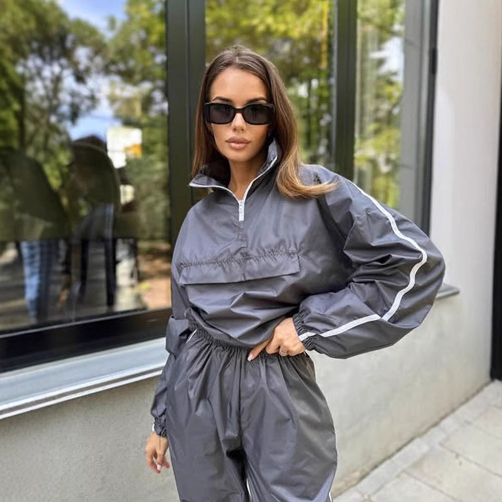 Damen sportlicher Funktionsanzug mit Stehkragen und elastischen Bündchen Stalluxe