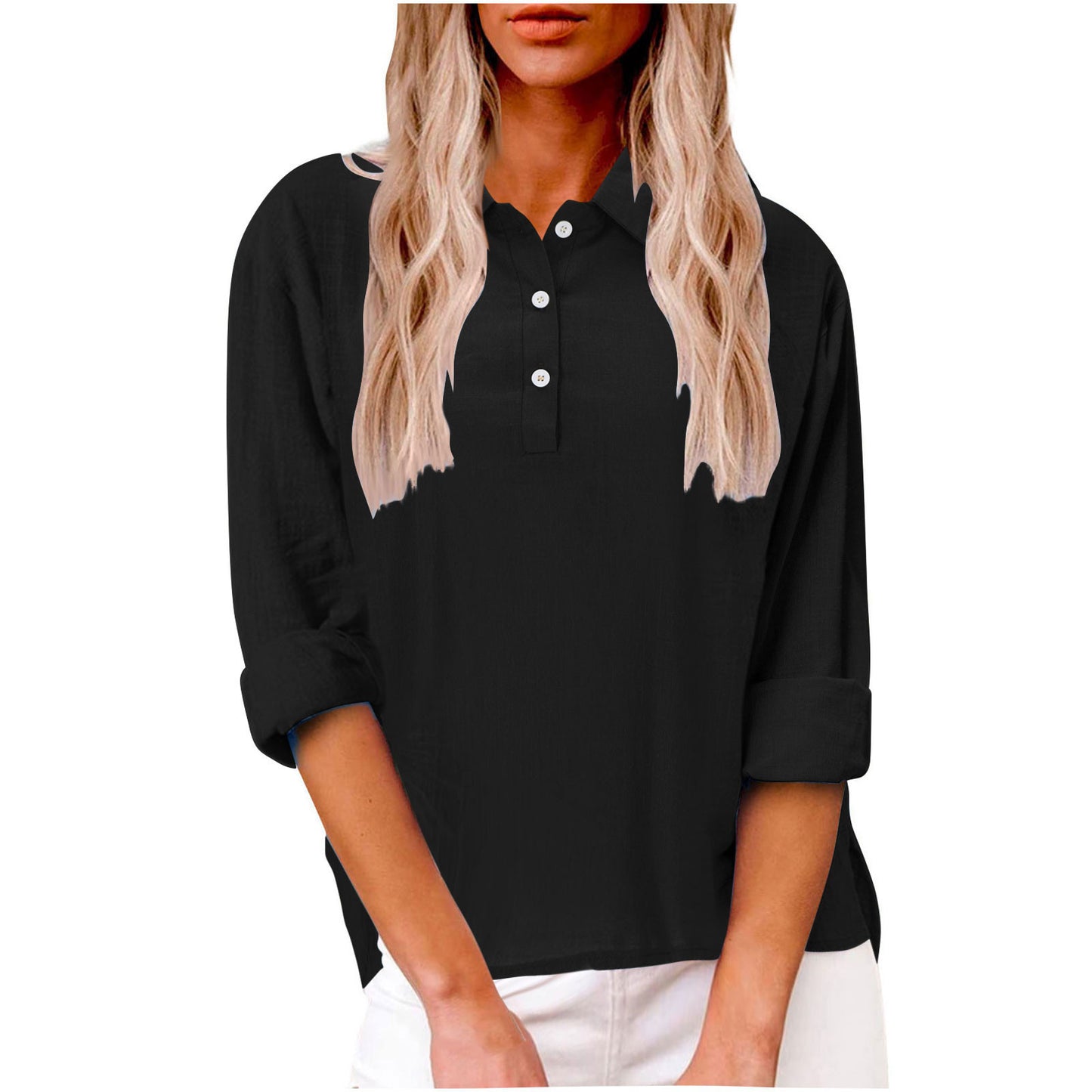 Damen Freizeitbluse mit Knopfleiste und 3/4-Ärmeln Stalluxe