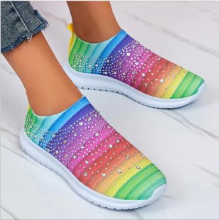 Damen Glitzernde Slip-On Sneakers mit atmungsaktiver Strickoberfläche und rutschfester Sohle Stalluxe