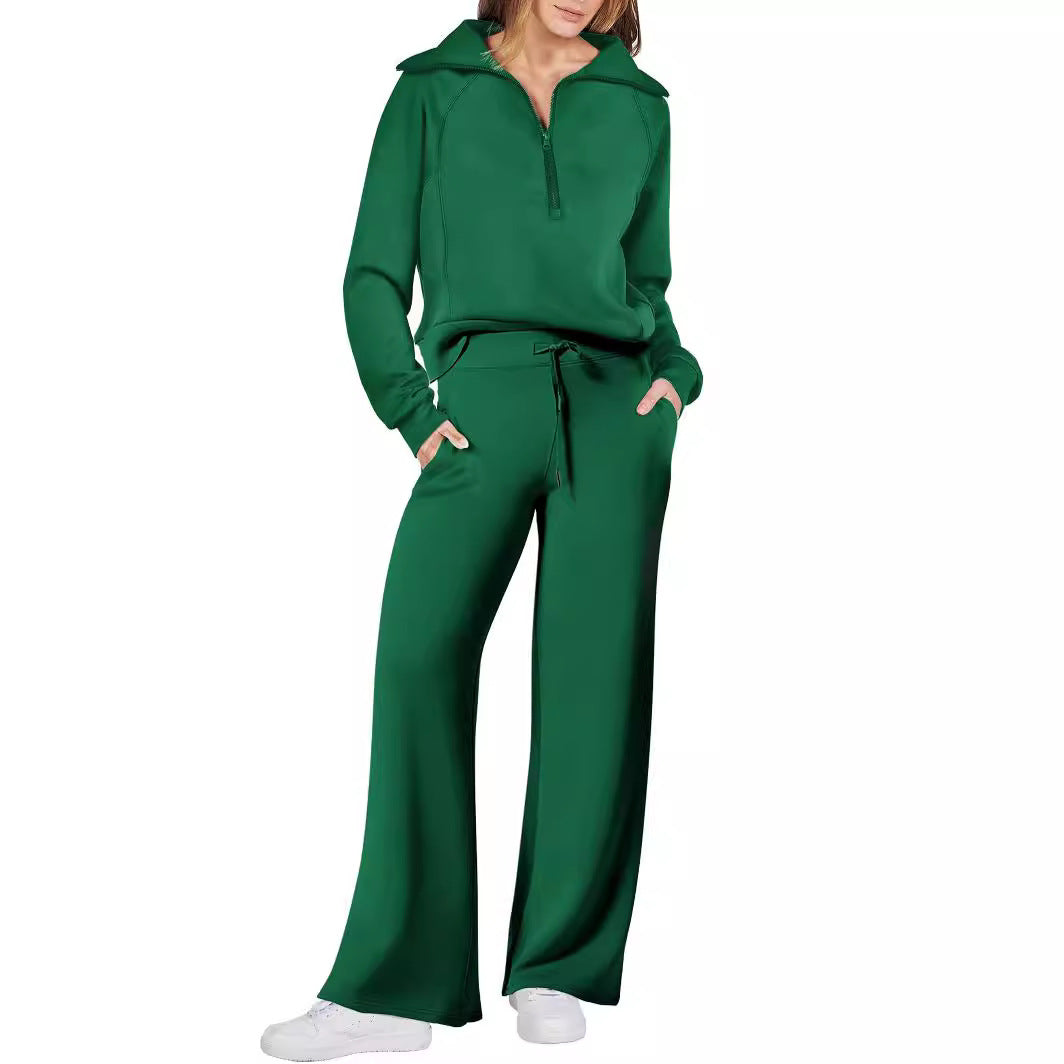 Damen Sportliches Set mit Reißverschluss und weiten Hosen Stalluxe