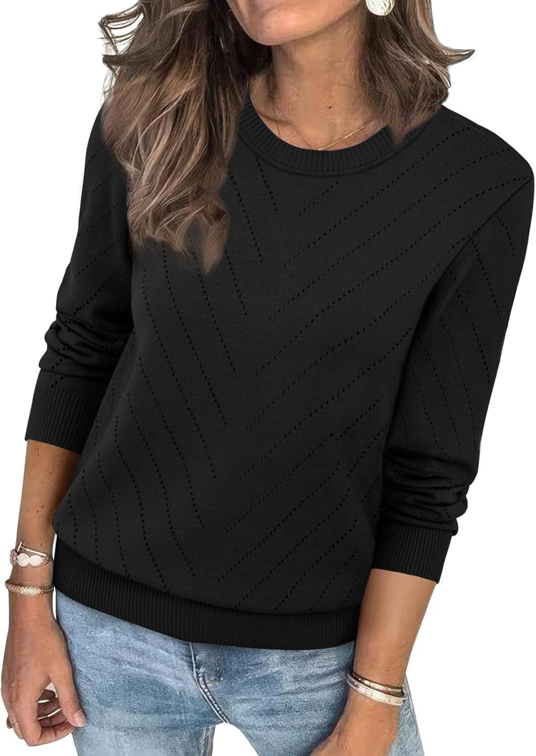Damen Modischer Pullover mit strukturiertem Zickzack-Muster und lässigem Schnitt Stalluxe