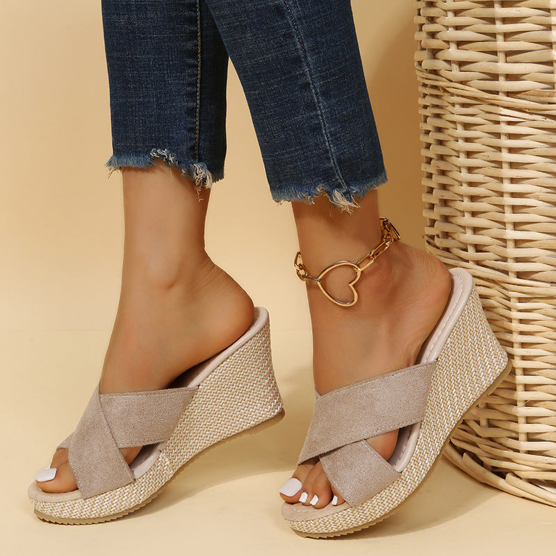 Damen Wedge-Sandalen mit elegantem Kreuzband und leichtem Fußbett Stalluxe