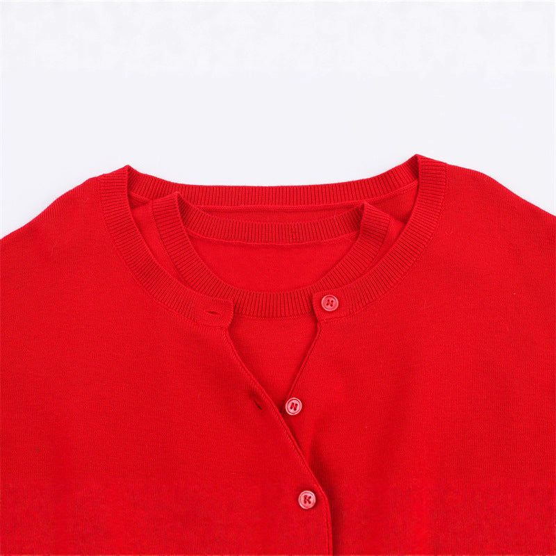 Damen cropped Strickpullover mit Knopfdetail und V-Ausschnitt Stalluxe