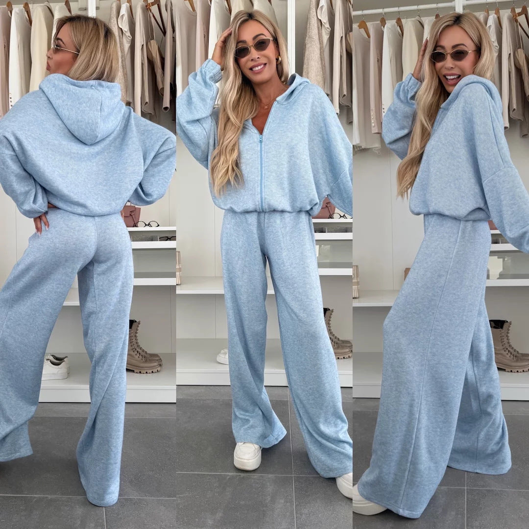 Damen luxuriöser Kapuzenanzug aus weichem Fleece Stalluxe