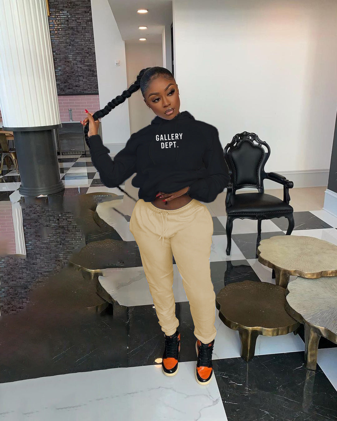 Damen urbanes Hoodie und Jogginghose Set mit modischem Schriftzug Stalluxe