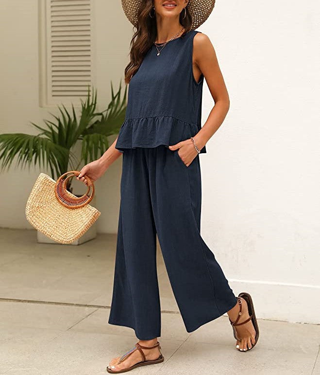Damen luftiges Jumpsuit mit Rüschensaum Stalluxe
