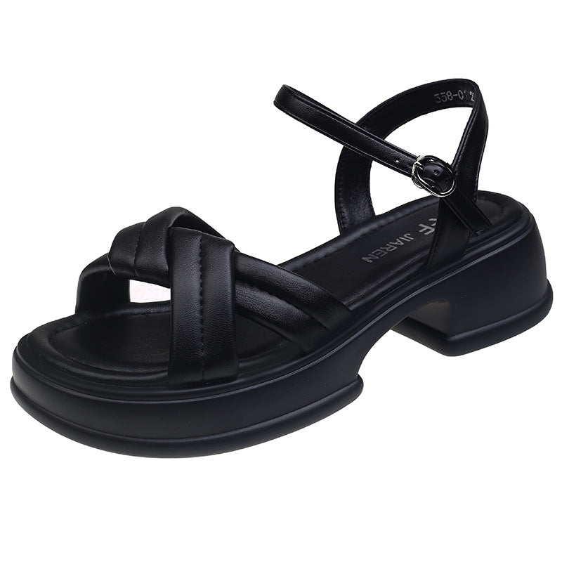 Damen Sandalen mit elegantem Kreuzriemen und komfortablem Blockabsatz Stalluxe