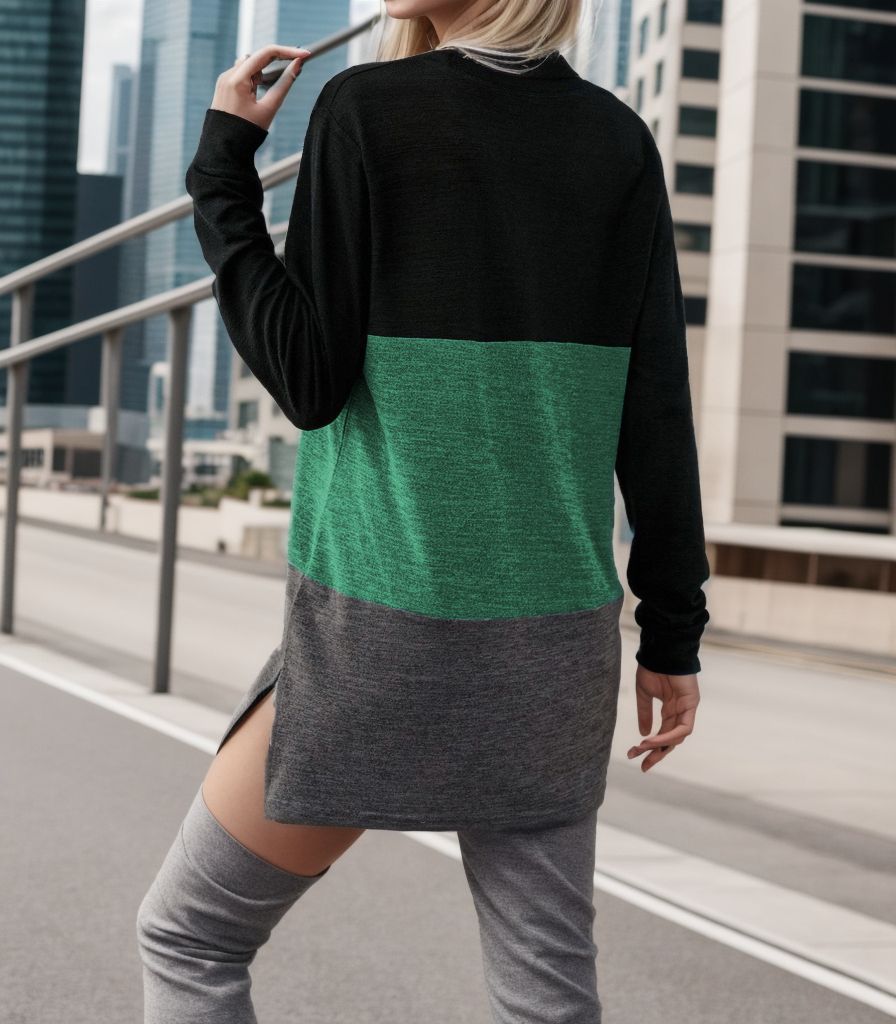 Damen Lässiges Langarmshirt mit Farbblockdesign und weichem Material Stalluxe