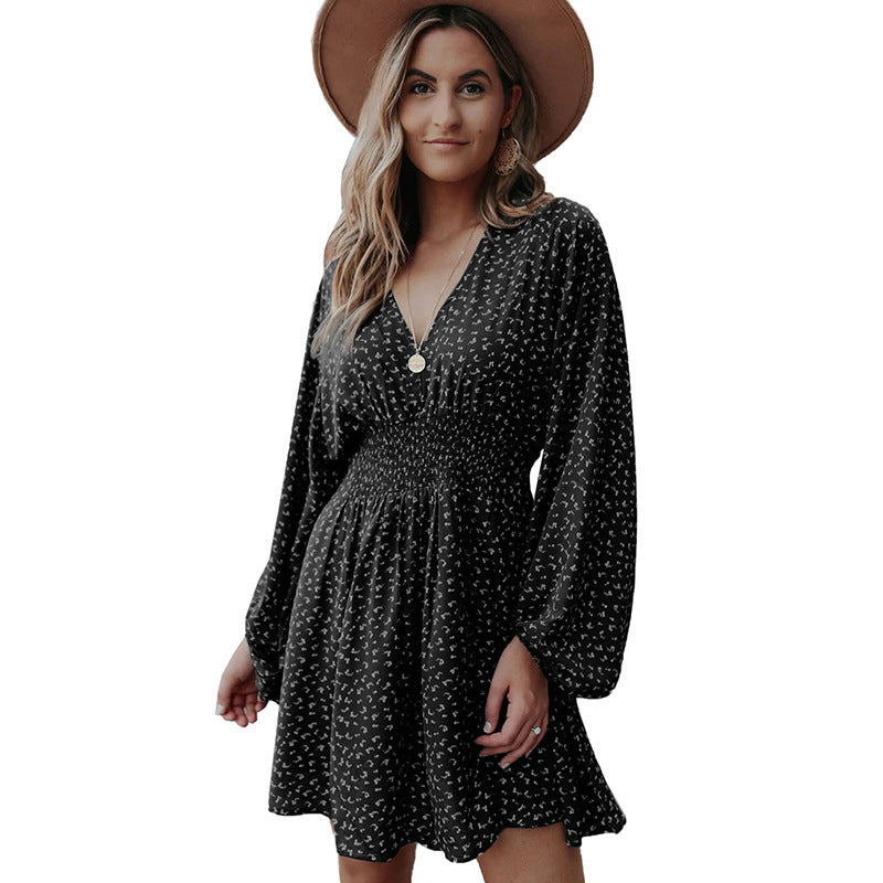 Damen Mini-Kleid mit vorteilhaftem V-Ausschnitt und elastischem Taillengürtel Stalluxe