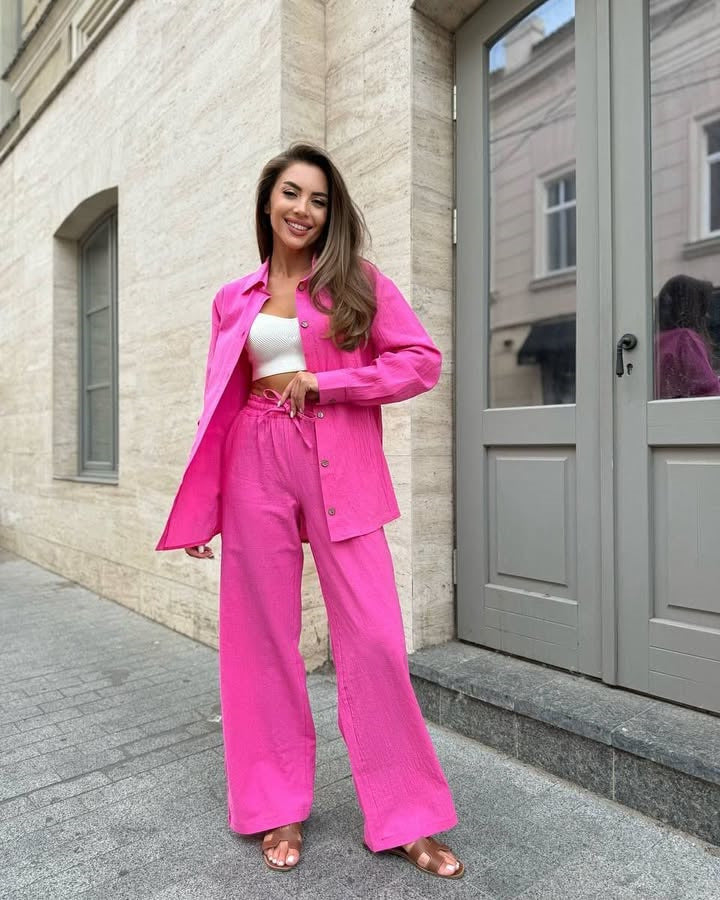 Damen modische weit geschnittene Jacke und Hose Set Stalluxe