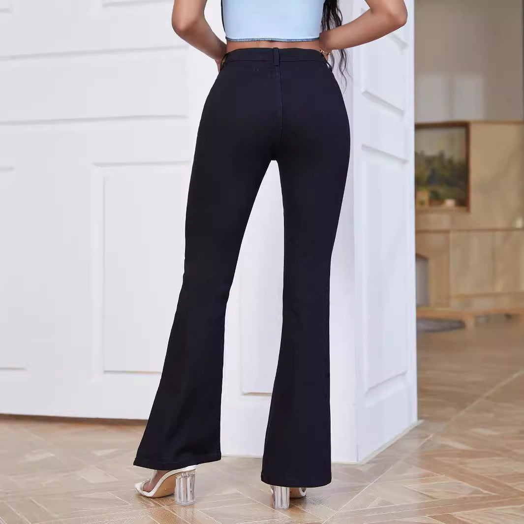 Damen Flared Jeans mit seitlichen Schlitzen und praktischen Taschen Stalluxe