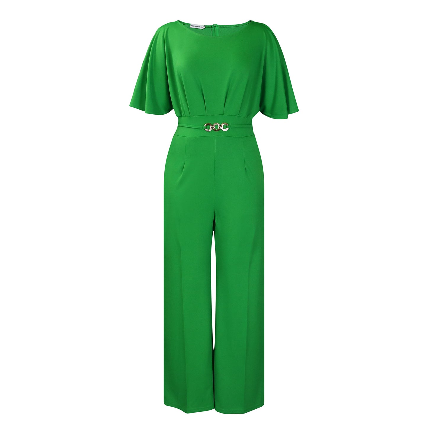 Damen Eleganter Jumpsuit mit weitem Bein und dekorativem Gürtel Stalluxe