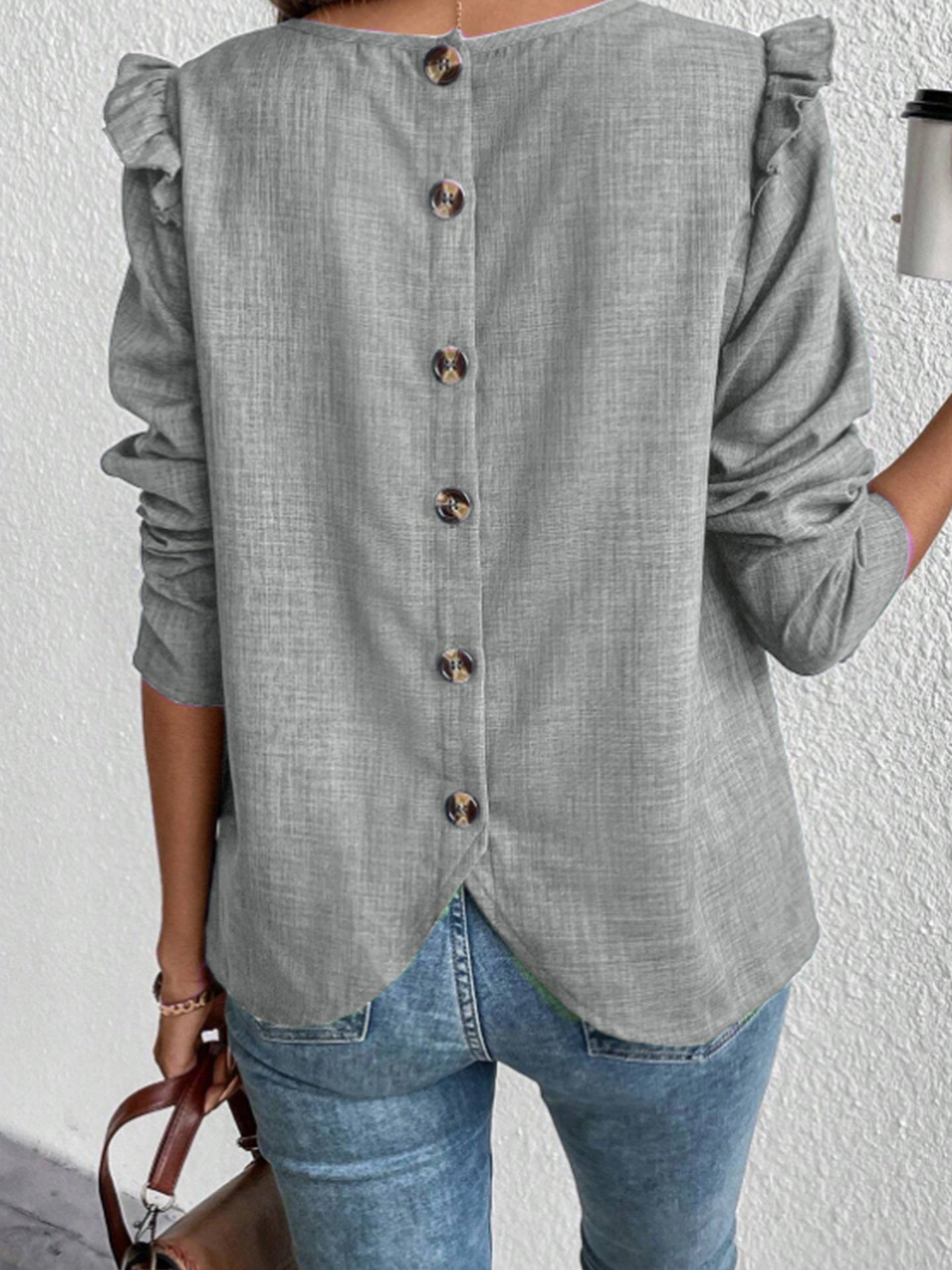 Damen Elegante Bluse mit Rüschendetails und Rundhalsausschnitt Stalluxe