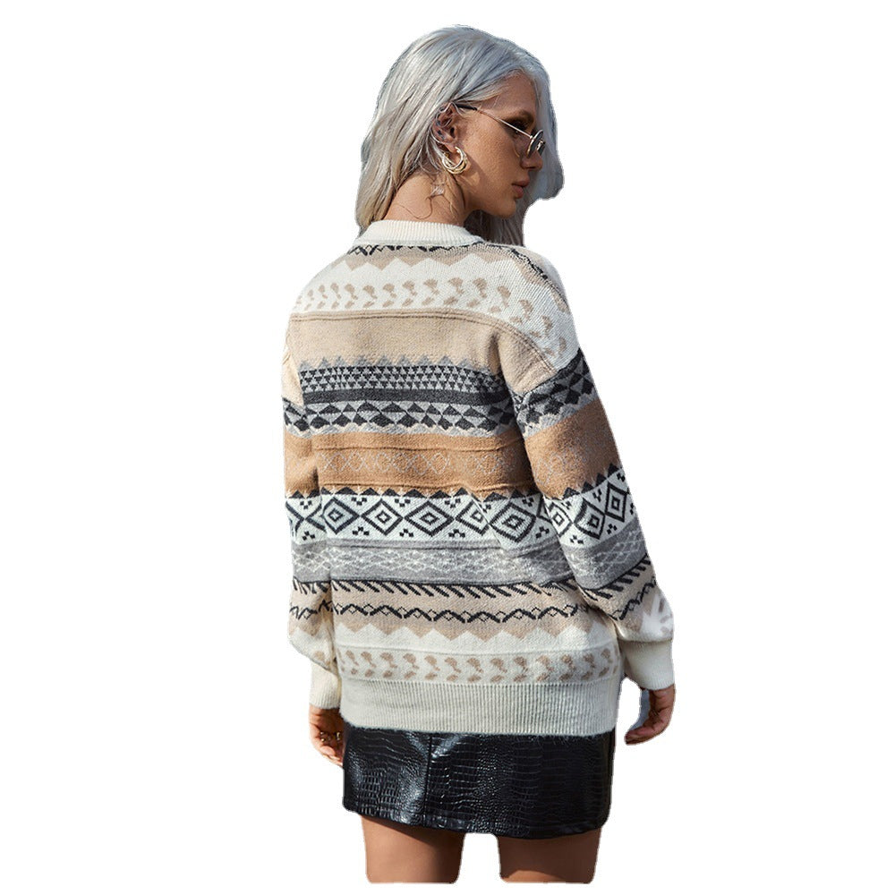 Damen Strickpullover mit grafischem Muster und lässigem Schnitt Stalluxe