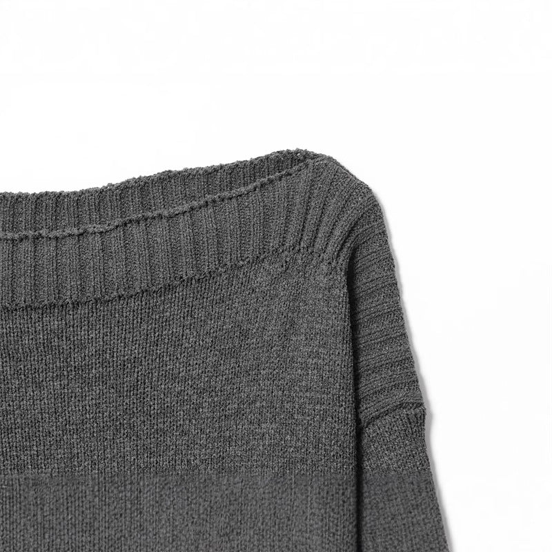 Damen lockerer Strickpullover mit überschnittenen Schultern und breitem Bündchen Stalluxe