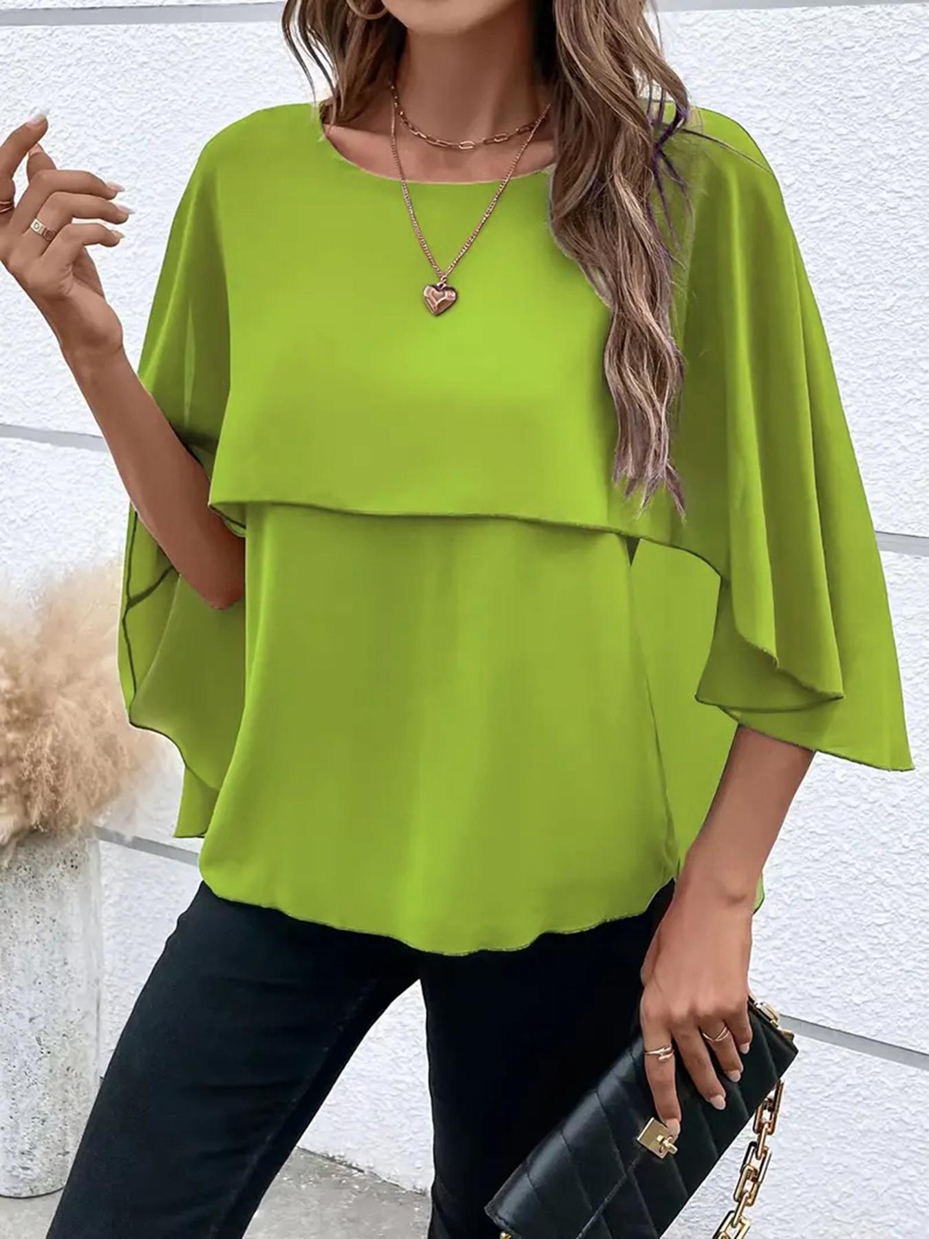 Damen elegante Bluse mit fließendem Schnitt Stalluxe