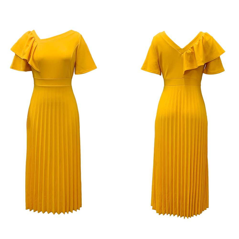 Damen Plissiertes Maxikleid mit einzigartigem Rüschendesign und eleganter Taillierung Stalluxe