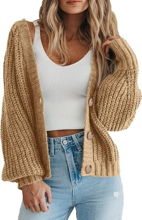 Damen Grobstrick-Cardigan mit Knopfdetails und weitem Schnitt Stalluxe