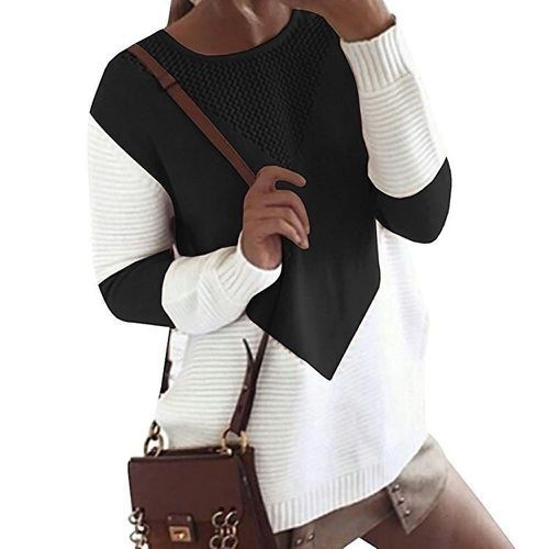 Damen Großer Strickpullover mit modernem geometrischen Design und atmungsaktiver Struktur Stalluxe