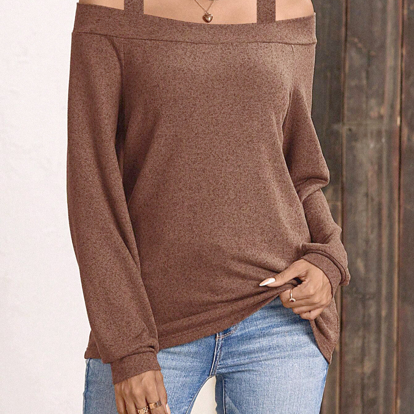 Damen Pulli mit Off-Shoulder-Ausschnitt und gemütlichem Schnitt Stalluxe