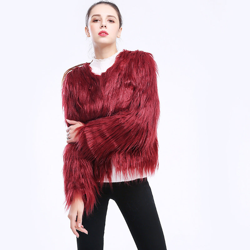 Damen Kuschelweicher Kunstfell-Mantel mit offenem Schnitt und langen Ärmeln Stalluxe