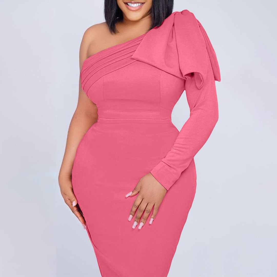 Damen figurbetontes One-Shoulder-Kleid mit Drapierung Stalluxe