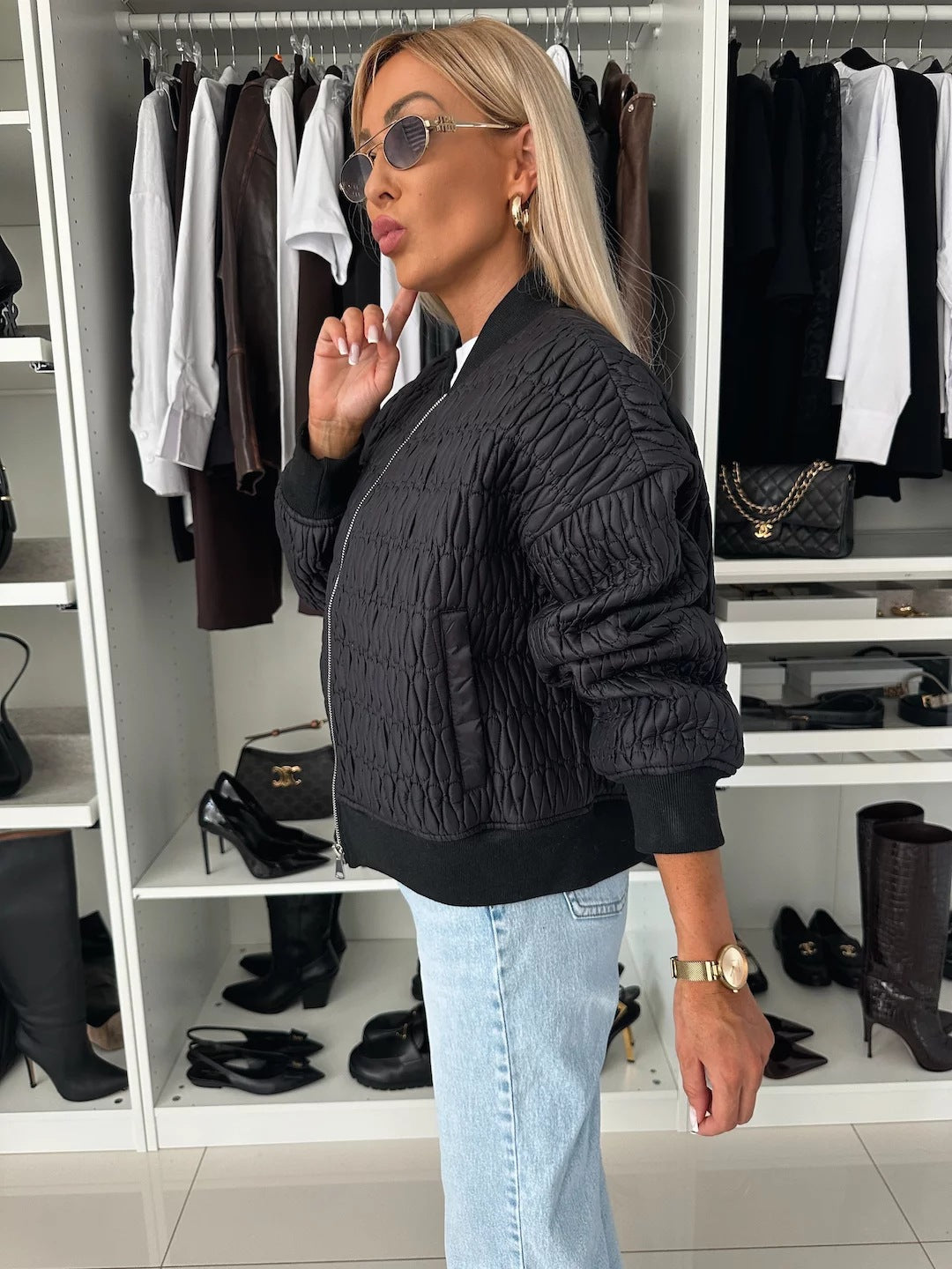 Damen Stepp-Bomberjacke mit elastischen Bündchen und modernem Reißverschluss Stalluxe