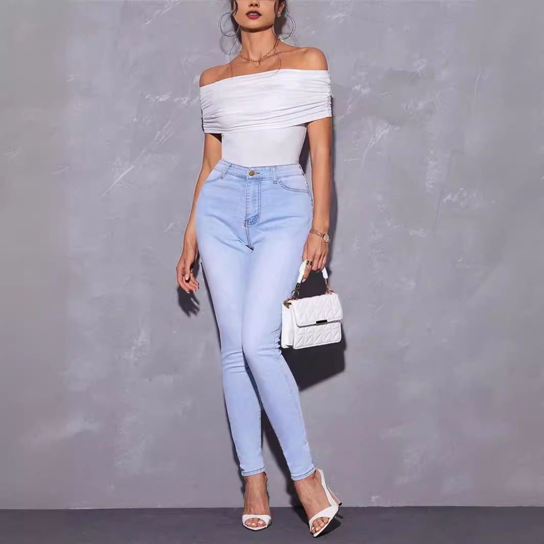 Damen Offshoulder Bodysuit mit modernem Raffung Stalluxe