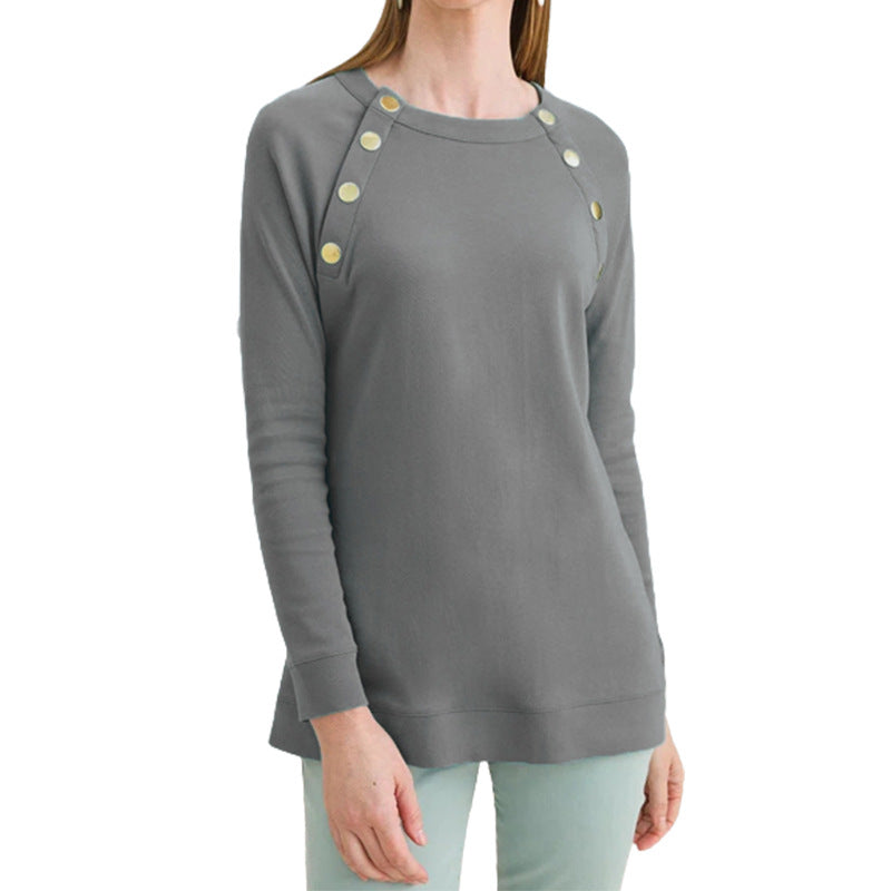 Damen Sweatshirt mit innovativem Knopfdesign Stalluxe