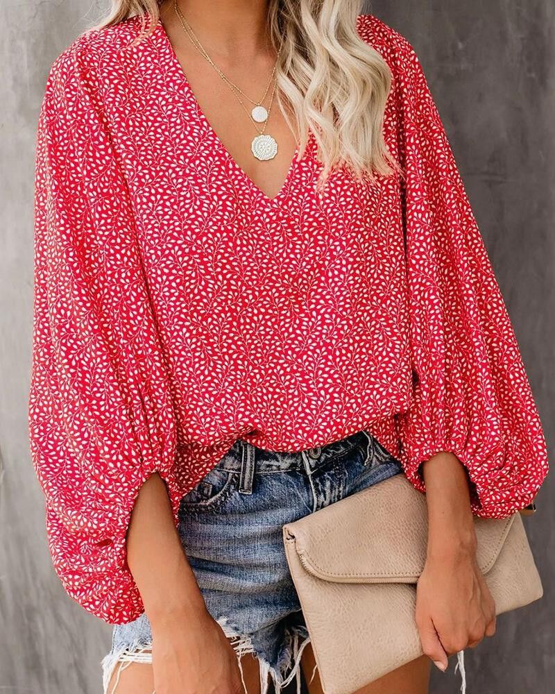 Damen Bluse mit voluminösen Ärmeln und V-Ausschnitt Stalluxe