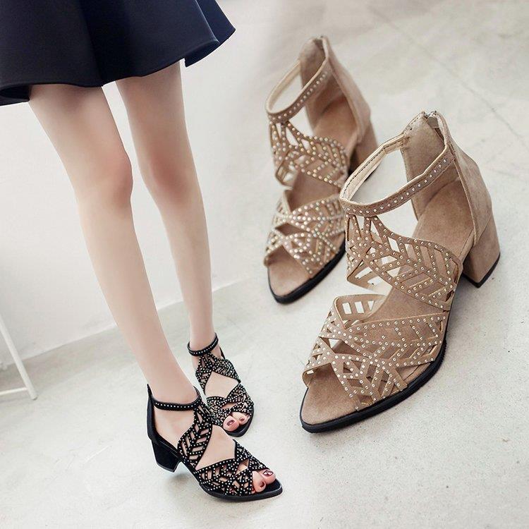 Damen Glamouröse Strass-Sandalen mit Blockabsatz Stalluxe